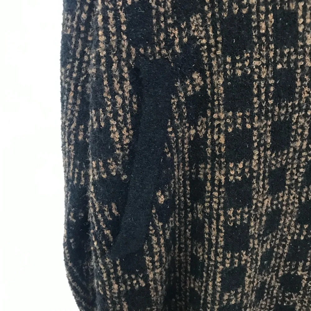 SALTWATER LUXE Long‎ Cardigan Sweater Jacket Coat Large Black Brown Wool Alpaca